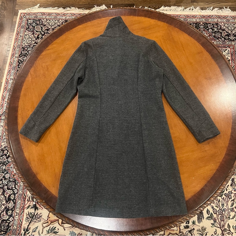 Betabrand Crossover Jacket Charcoal Gray Medium Above Knee Asymmetrical Zip - Picture 4 of 16